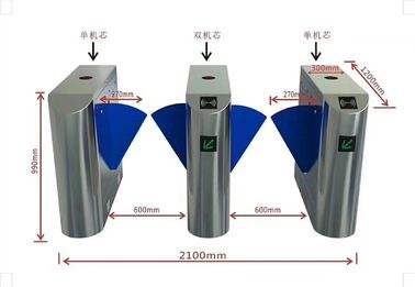 Stainless Steel ESD Turnstile Economic Flap Gate With Tester ID Reader Components